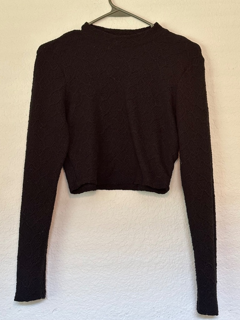 Black Textured Crop Top